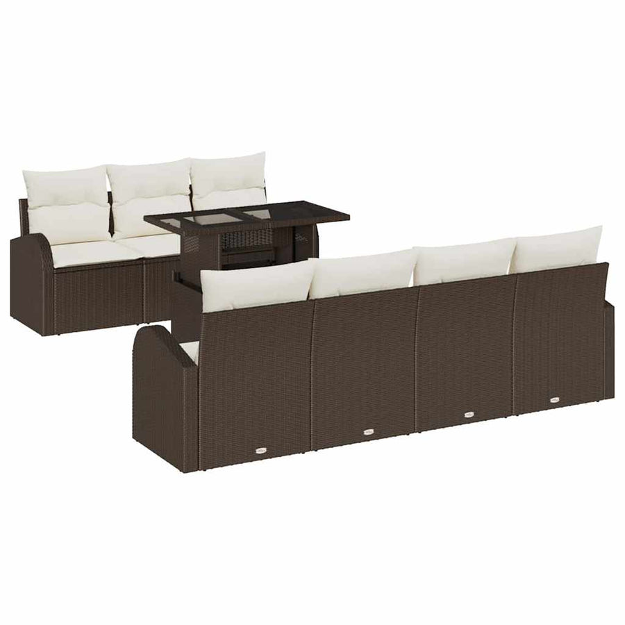 Tuin Sofa Set met kussen met opslag 8 pcs Bruin Poly Rattan