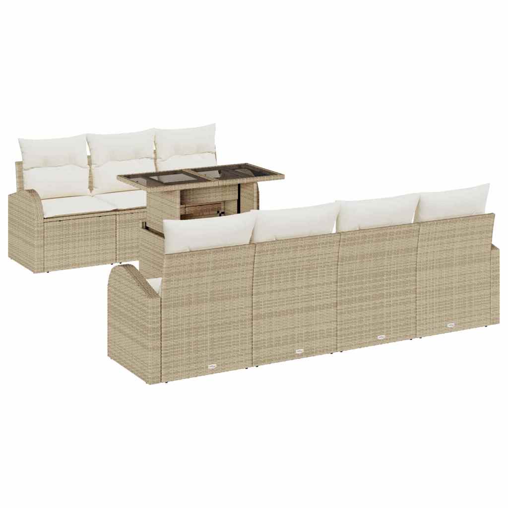 Tuin Sofa Set met kussen met opslag 8 pcs Beige Poly Rattan