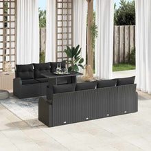 Tuin Sofa Set met kussen met opslag 8 pcs Zwart Poly Rattan