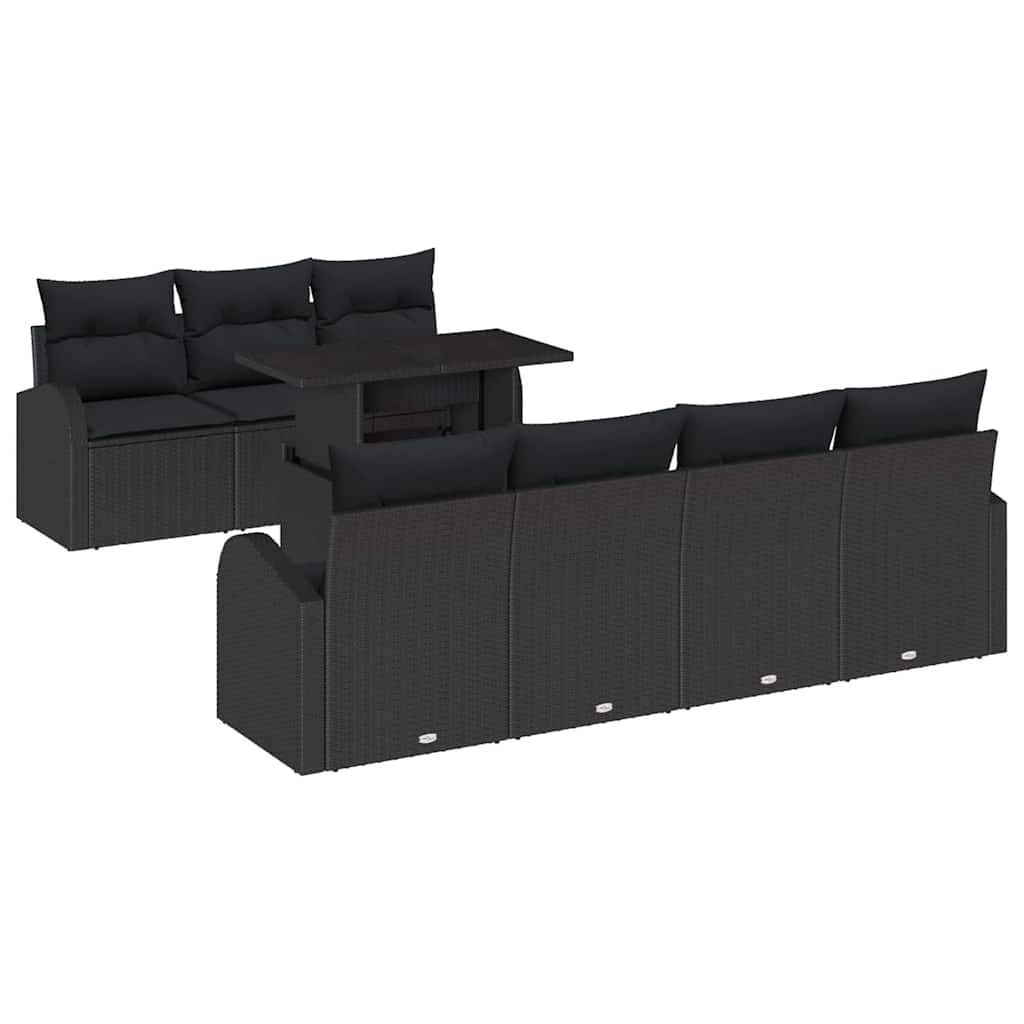 Tuin Sofa Set met kussen met opslag 8 pcs Zwart Poly Rattan