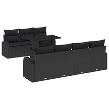 Tuin Sofa Set met kussen met opslag 8 pcs Zwart Poly Rattan