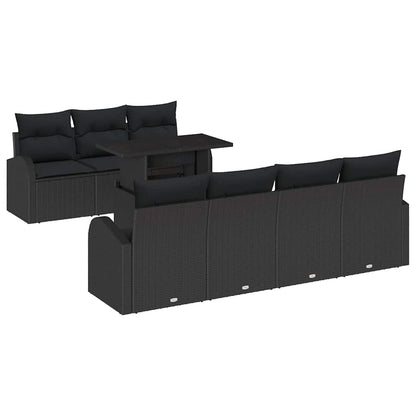 Tuin Sofa Set met kussen met opslag 8 pcs Zwart Poly Rattan