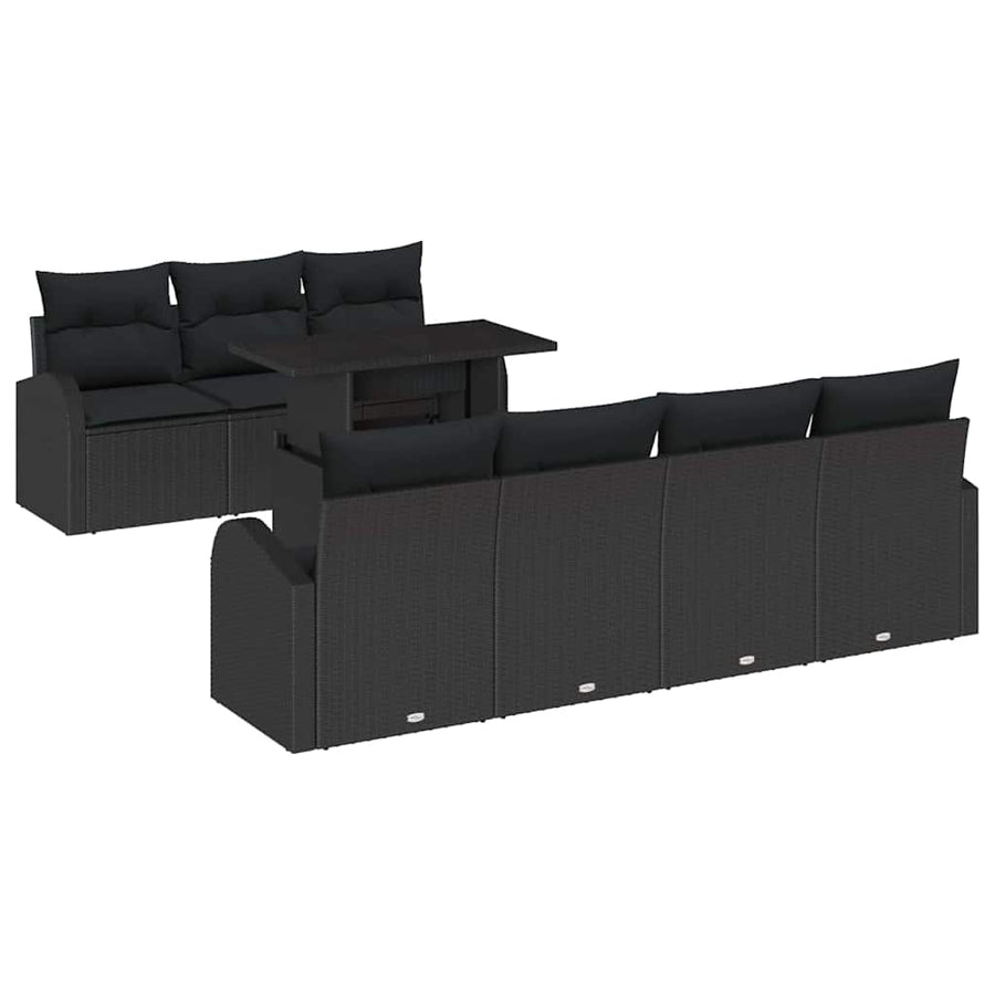Tuin Sofa Set met kussen met opslag 8 pcs Zwart Poly Rattan