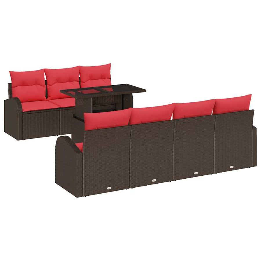 Tuin Sofa Set met kussen met opslag 8 pcs Bruin Poly Rattan
