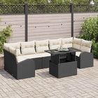 Tuin loungeset 8-delig poly rattan zwart