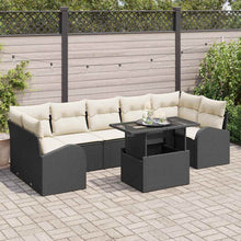 Tuin Sofa Set met kussen met opslag 8 pcs Zwart Poly Rattan