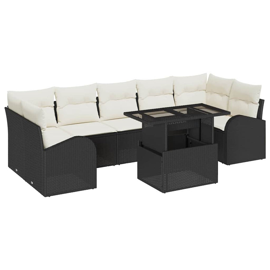 Tuin Sofa Set met kussen met opslag 8 pcs Zwart Poly Rattan