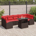 Tuin Sofa Set met kussen met opslag 8 pcs Bruin Poly Rattan