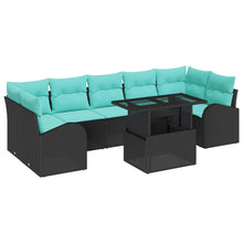 Tuin Sofa Set met kussen met opslag 8 pcs Zwart Poly Rattan
