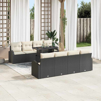 Tuin Sofa Set met kussen met opslag 9 pcs Zwart Poly Rattan