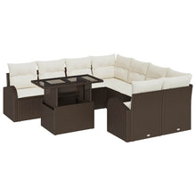 Tuin Sofa Set met kussen met opslag 9 pcs Bruin Poly Rattan