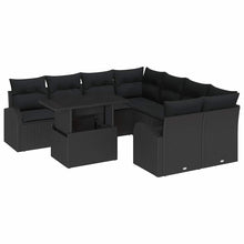 Tuin Sofa Set met kussen met opslag 9 pcs Zwart Poly Rattan