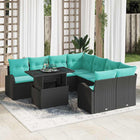 Loungeset poly rattan 9-delig zwart 234x234 cm