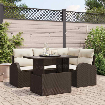 Tuin Sofa Set met kussen met opslag 5 pcs Bruin Poly riet