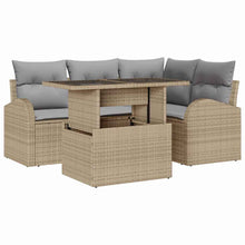 Tuin Sofa Set Met Kussen Met Opslag 5 Pcs Poly Riet beige en lichtgrijs