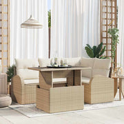 Loungeset poly riet beige 179x124x85 cm