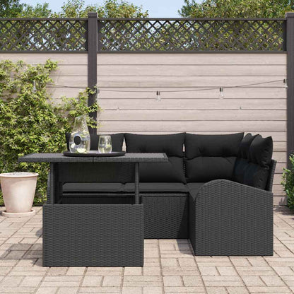 Tuin Sofa Set met kussen met opslag 5 pcs Zwart Poly riet