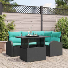 Tuin Sofa Set met kussen met opslag 5 pcs Zwart Poly riet