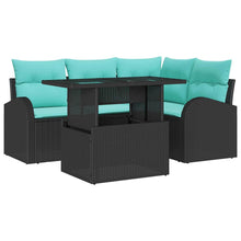 Tuin Sofa Set met kussen met opslag 5 pcs Zwart Poly riet