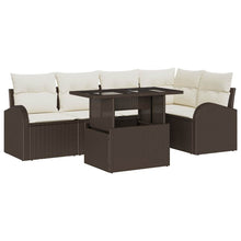 Tuin Sofa Set met kussen met opslag 6 pcs Bruin Poly riet