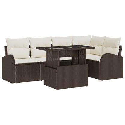 Tuin Sofa Set met kussen met opslag 6 pcs Bruin Poly riet