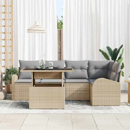 Tuin Sofa Set met kussen met opslag 6 pcs Beige Poly riet