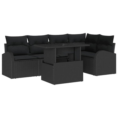 Tuin Sofa Set met kussen met opslag 6 pcs Zwart Poly riet