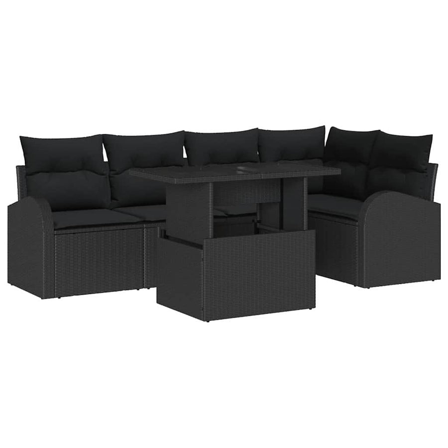 Tuin Sofa Set met kussen met opslag 6 pcs Zwart Poly riet