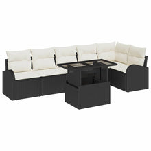 Tuin Sofa Set met kussen met opslag 7 pcs Zwart Poly riet