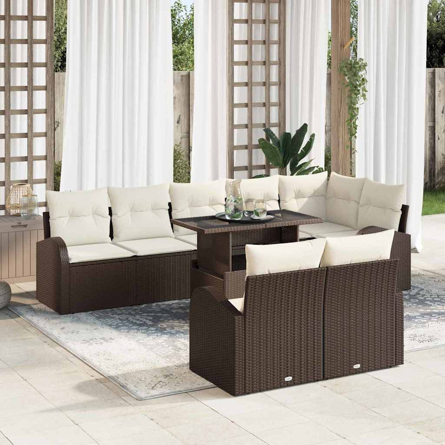 Tuin Sofa Set met opslag 9 pcs Bruin Poly riet