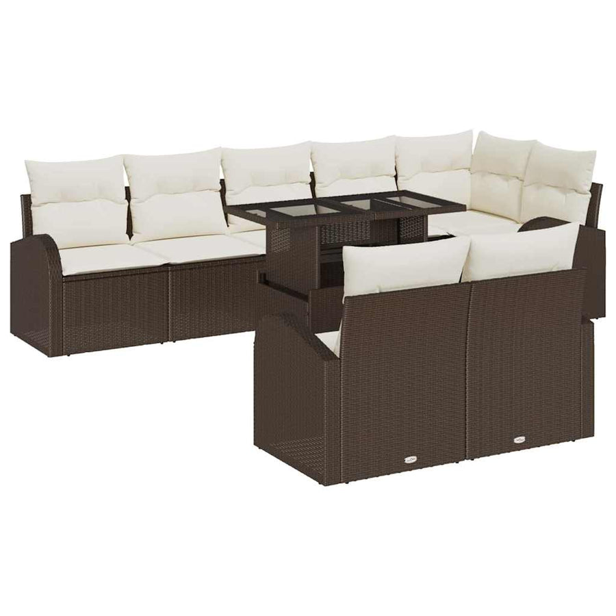 Tuin Sofa Set met opslag 9 pcs Bruin Poly riet