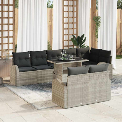 Tuin Sofa Set met opslag 9 pcs Lichtgrijs Poly riet