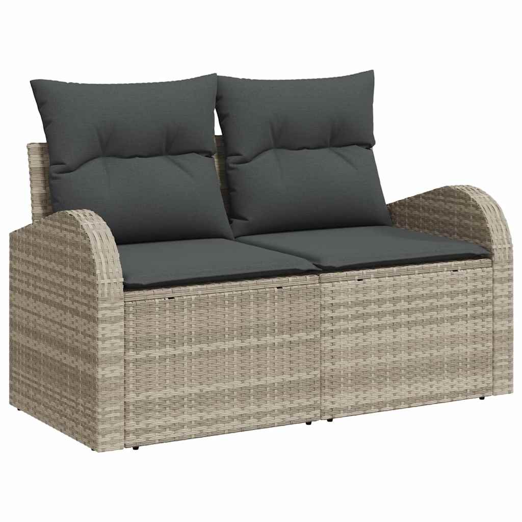 Tuin Sofa Set met opslag 9 pcs Lichtgrijs Poly riet