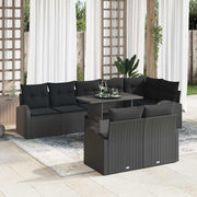 Tuinset poly rotan 9-delig zwart