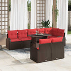 Garden Sofa Set with Storage 9 pcs Brown Poly Rattan