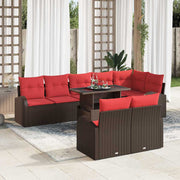 Tuinset poly riet bruin 9-delig modulair