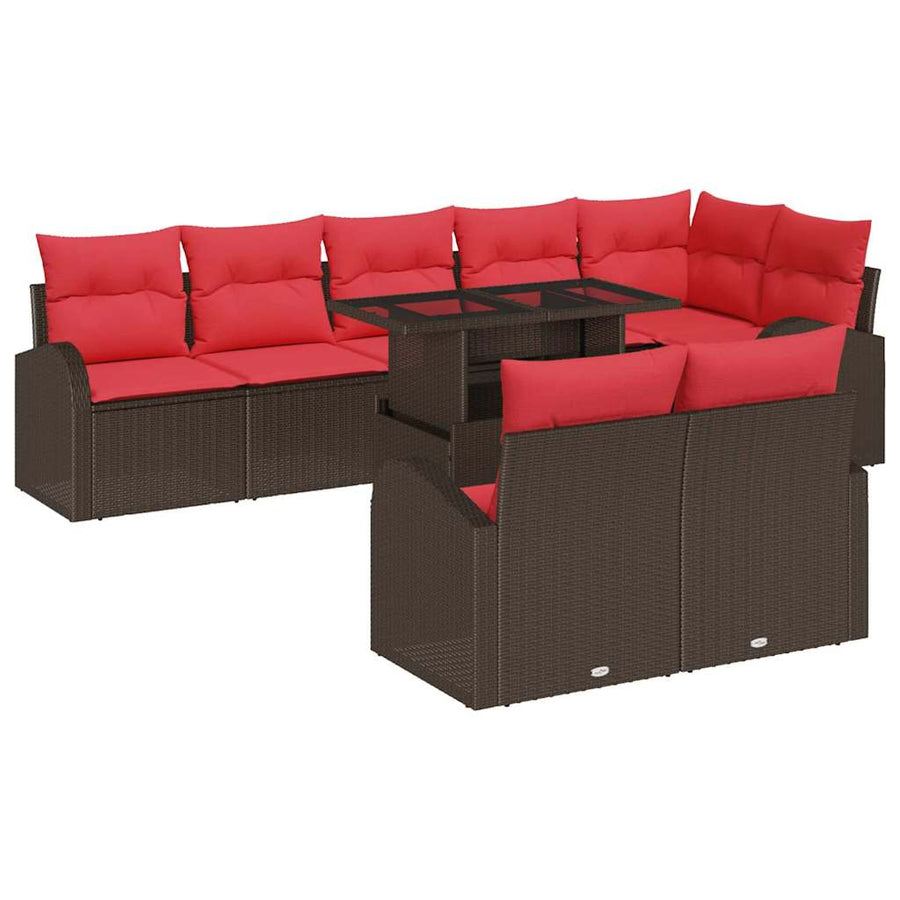 Tuin Sofa Set met opslag 9 pcs Bruin Poly riet