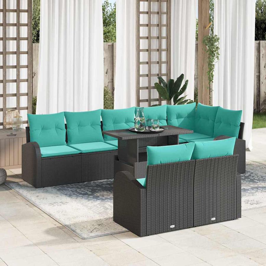 Tuin Sofa Set met opslag 9 pcs Zwart Poly riet