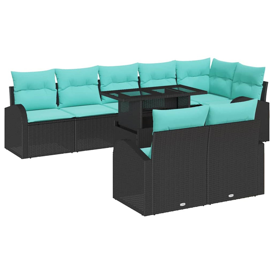 Tuin Sofa Set met opslag 9 pcs Zwart Poly riet