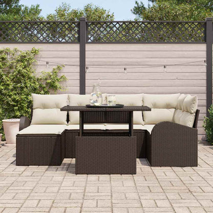Tuin Sofa Set met opslag 7 pcs Bruin Poly riet