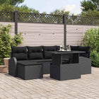 Loungeset poly rotan 7-delig zwart met opbergruimte