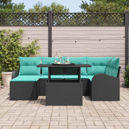 Tuin Sofa Set met opslag 7 pcs Zwart Poly riet