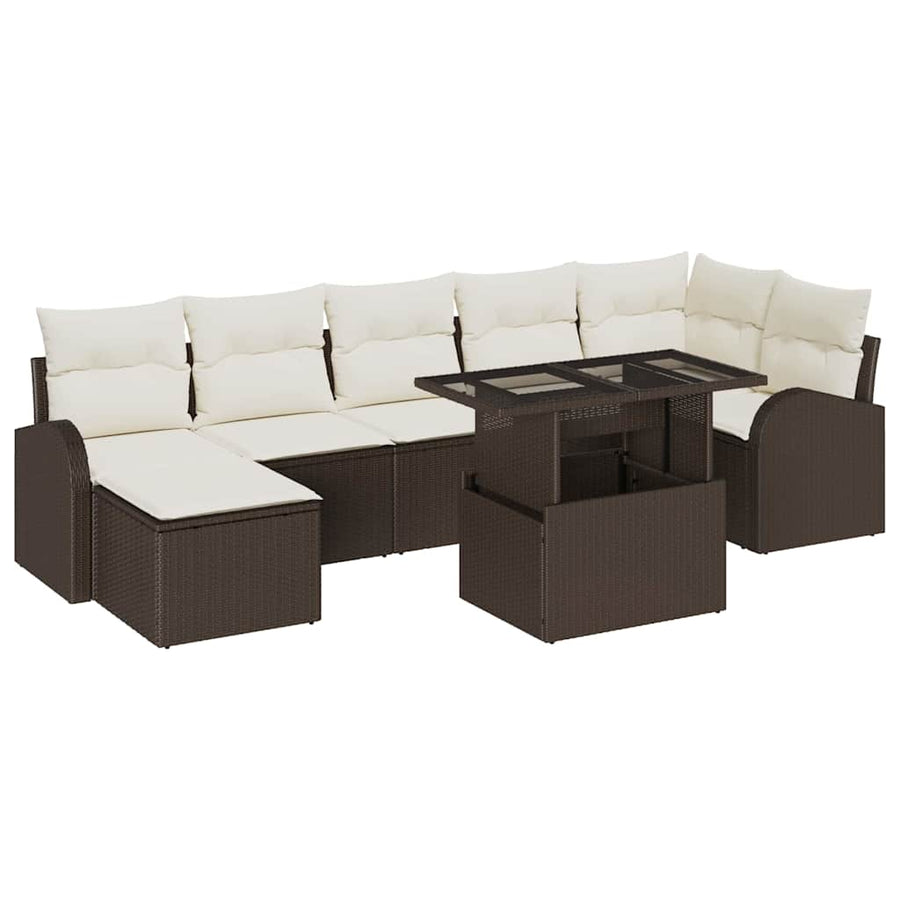 Tuin Sofa Set met kussen met opslag 8 pcs Bruin Poly riet