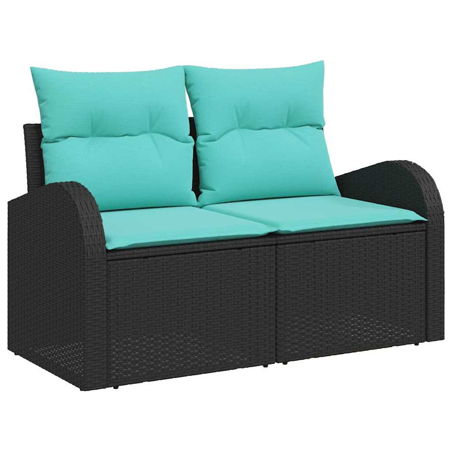 Tuin Sofa Set met kussen met opslag 8 pcs Zwart Poly riet