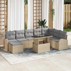 Tuinset poly riet 9-delig beige lichtgrijs