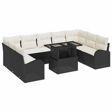 Tuin Sofa Set met kussen met opslag 10 pcs Zwart Poly riet