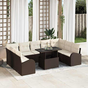 Tuinset poly rotan bruin 10-delig