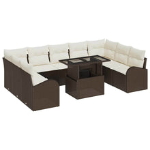 Tuin Sofa Set met kussen met opslag 10 pcs Bruin Poly riet