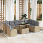 Tuinset poly riet 10-delig beige met opbergruimte