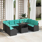 Tuinset poly rotan zwart 10-delig